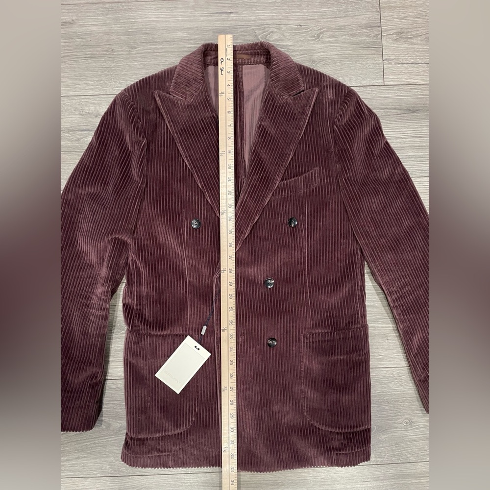 Suitsupply Double-Breasted Corduroy Sport Coat in Burgundy - Picture 9 of 11